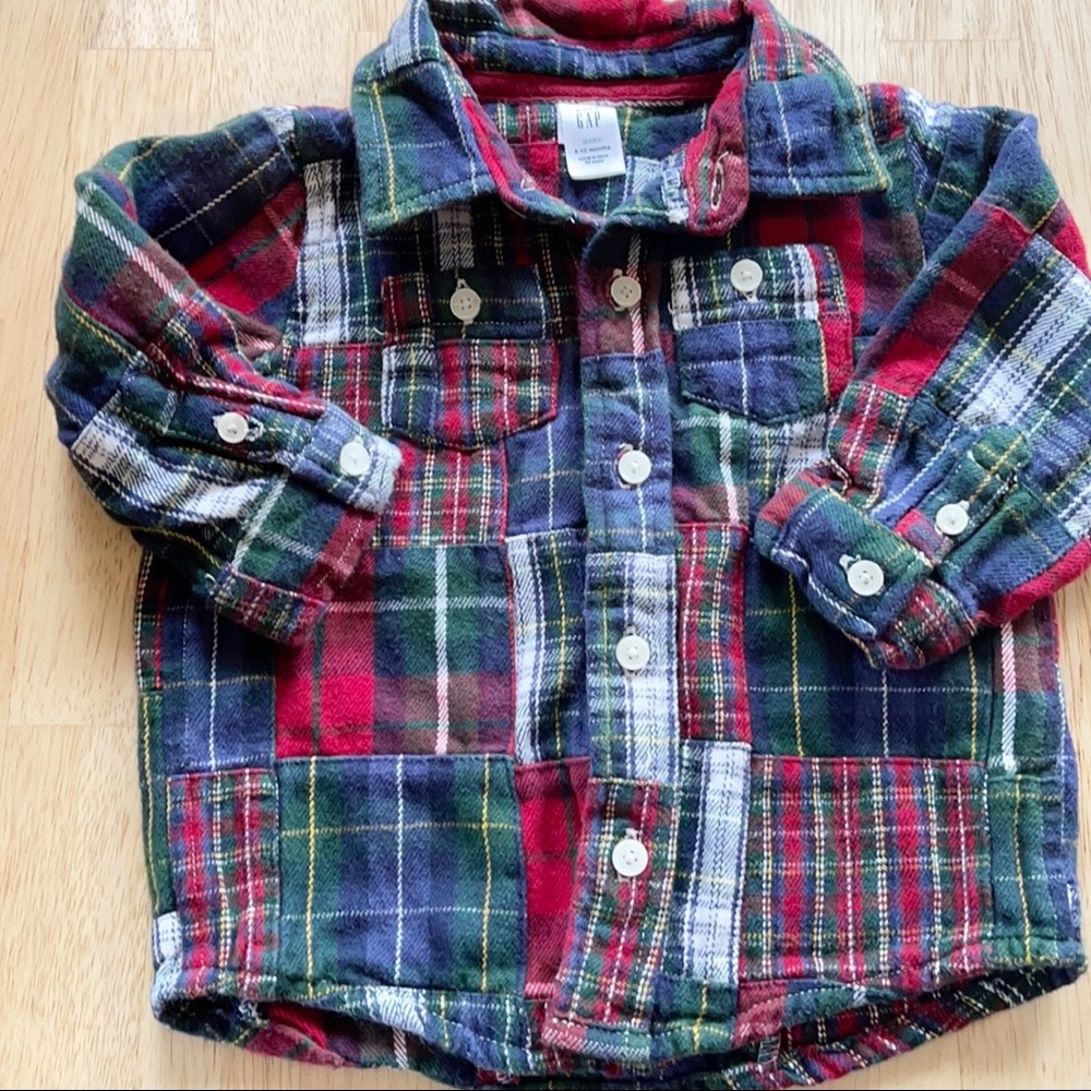 Gap Y2K patchwork plaid shirt 6-9 mos
